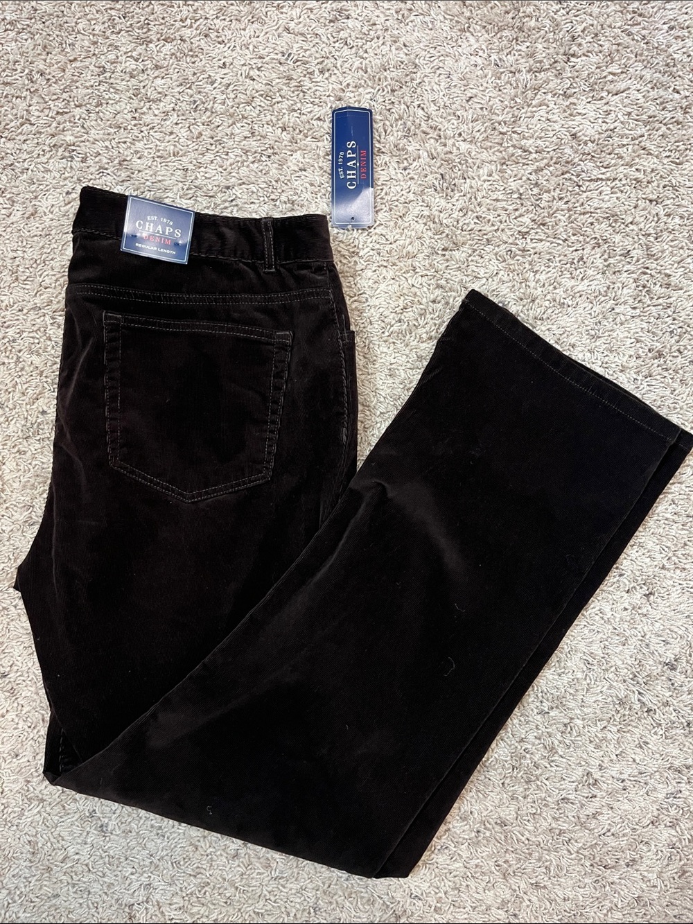 NWT - Chaps Denim Dark Brown Corduroy Pants Slimming Fit Women’s Sz 16 Regular